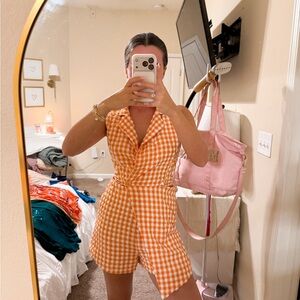 Orange Gingham Jumpsuit
